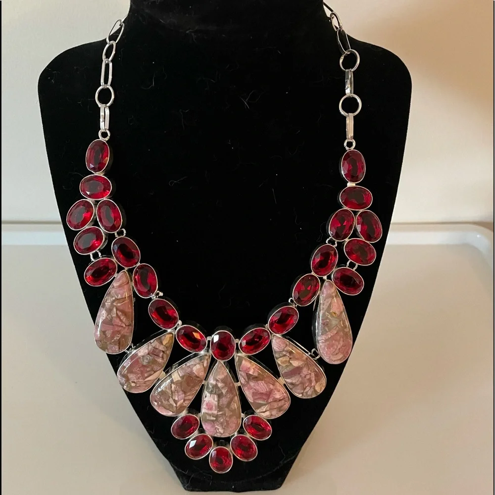 Rhodochrosite, red garnet necklace - Picture 2 of 5